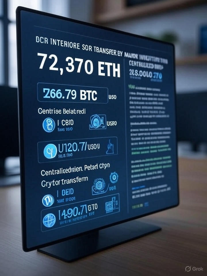 Crypto whale transfer of 72,370 ETH and 266 BTC to exchange.