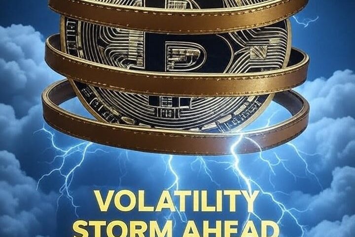 Graphic of tightly compressed Bitcoin Bollinger Bands indicating a historic volatility squeeze.