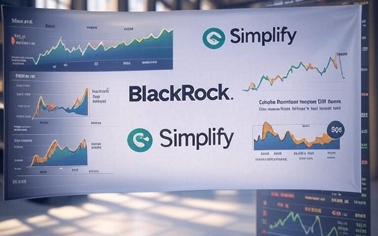 Investment chart showing BlackRock and Simplify ETF strategies combining Bitcoin and gold with options income