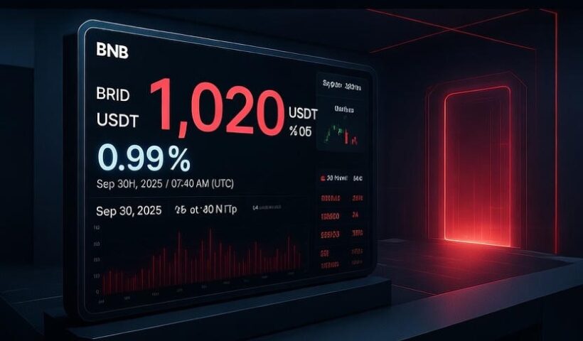 BNB price chart showing consolidation near $1,020 USDT with minor 0.99% daily gain