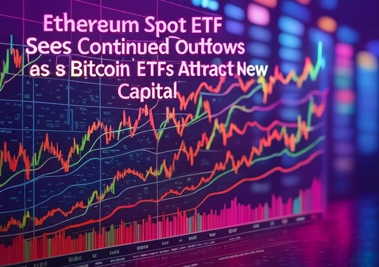 Chart comparing Ethereum spot ETF outflows against Bitcoin spot ETF inflows