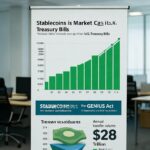 Chart showing the growing market capitalization of stablecoins as a percentage of U.S. Treasury Bills.