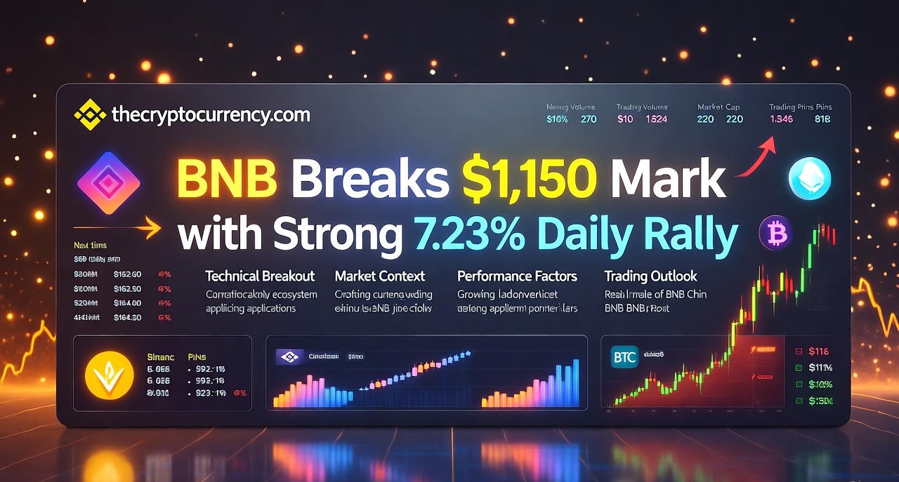 BNB price chart showing breakout above $1,150 USDT with 7.23% daily gain