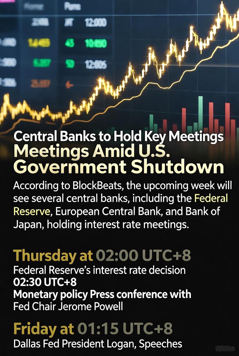 Federal Reserve building with calendar showing key central bank meeting dates during government shutdown