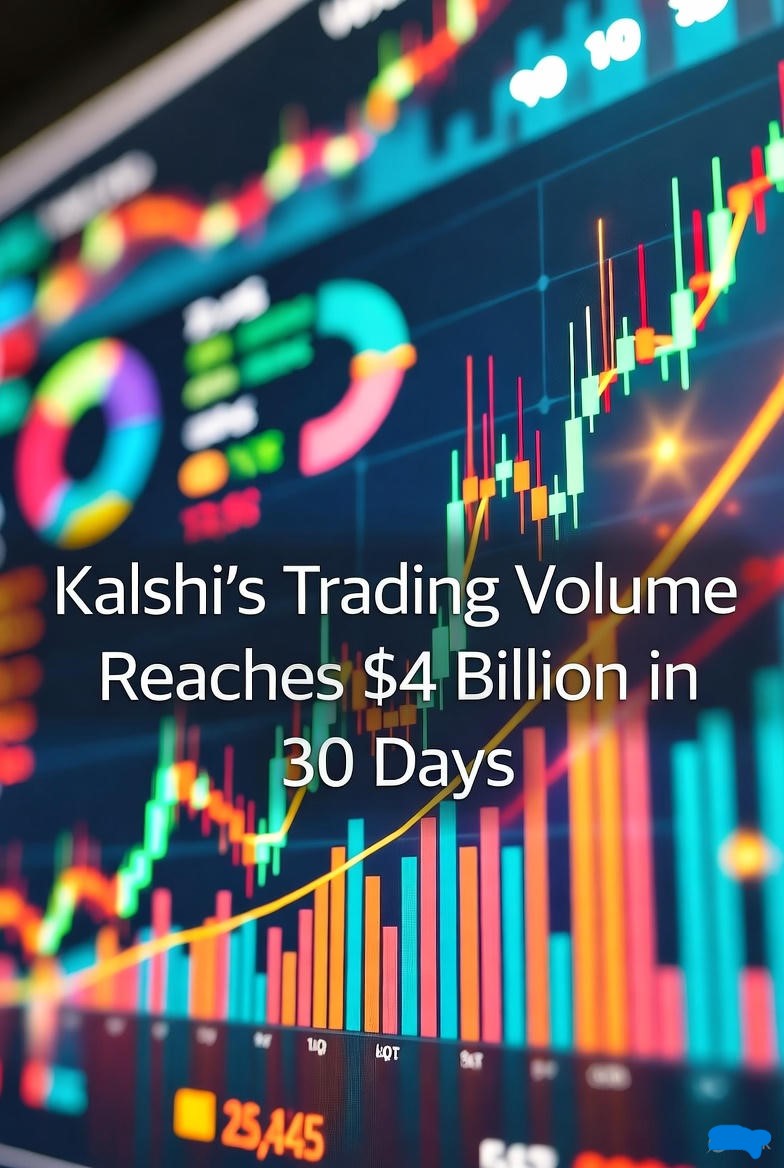 Kalshi prediction market platform dashboard showing $4 billion monthly trading volume across event contracts