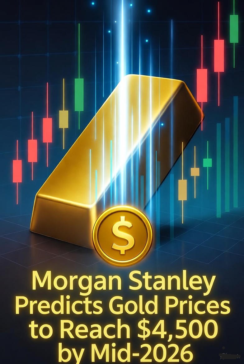 Chart showing the Morgan Stanley gold price forecast rising to $4,500 per ounce by mid-2026