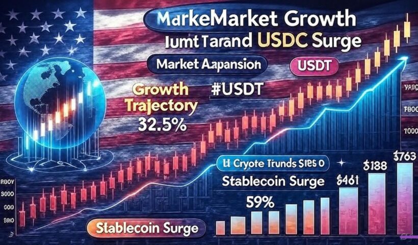 Stablecoin market capitalization growth chart showing USDT and USDC expansion under Trump administration policies