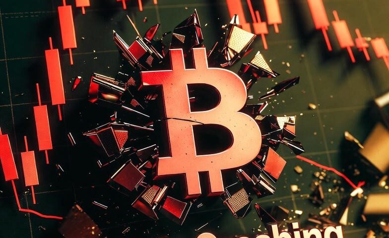 Bitcoin price chart showing an 8% drop below the $95,000 support level on November 14, 2025