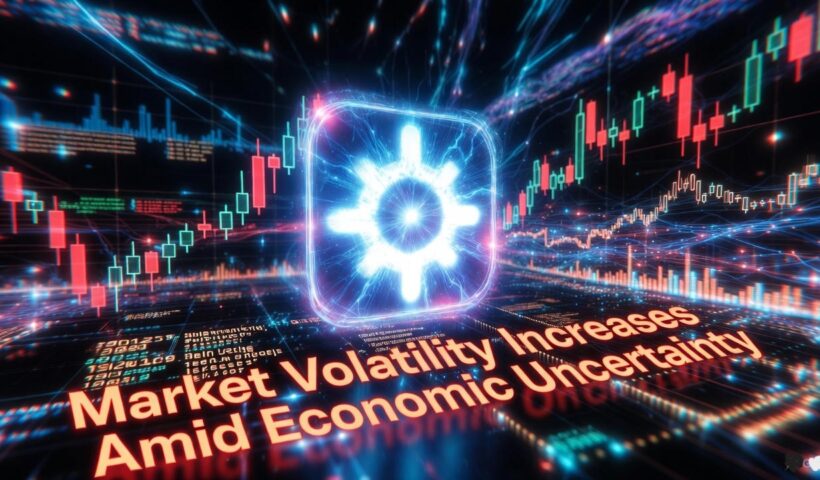 Chart showing rising market volatility index and falling stock prices amid Fed policy concerns