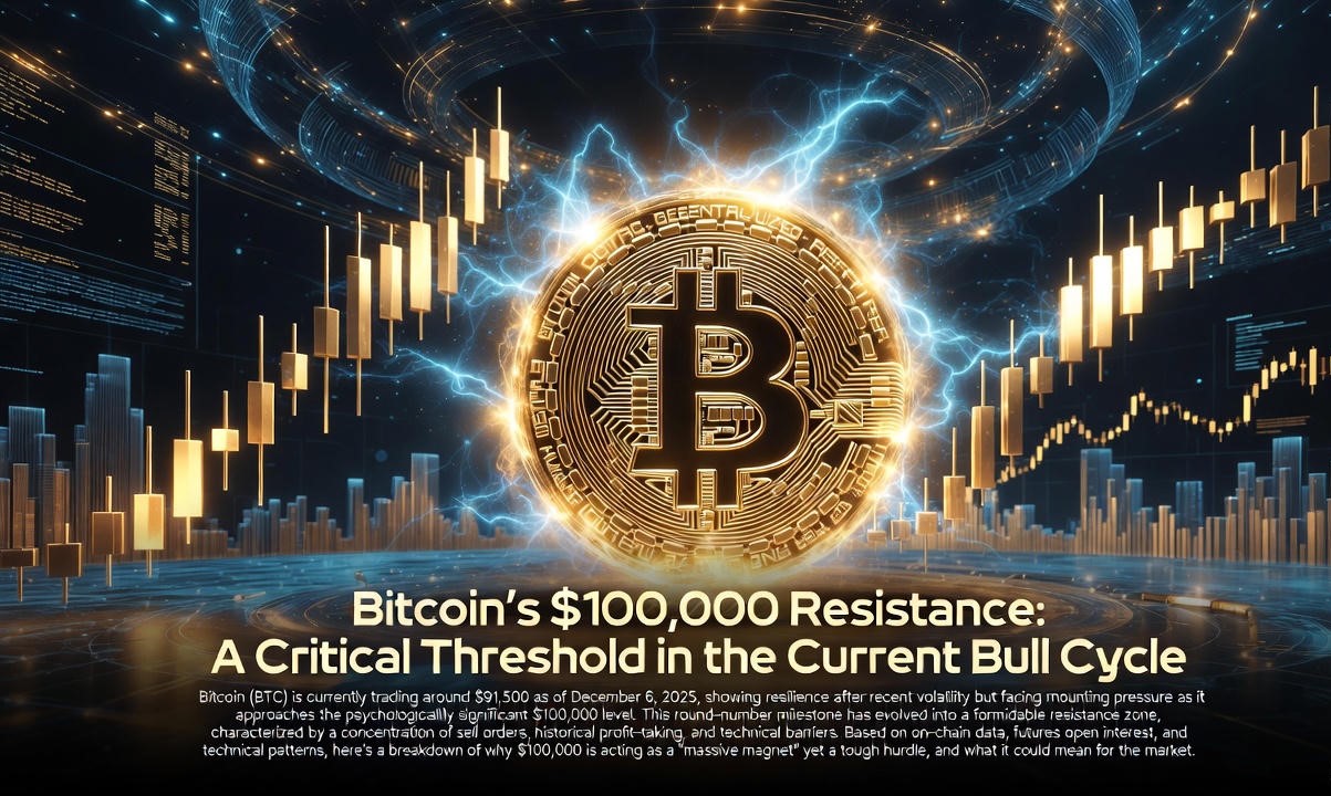 Bitcoin price chart showing consolidation above the $90,000 support level in December 2025