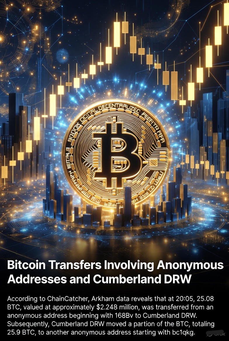 On-chain flow diagram showing a Bitcoin transfer from an anonymous wallet to Cumberland DRW